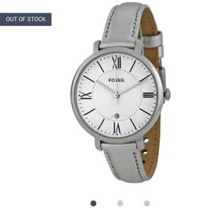 Jacqueline White Dial Silver Leather Strap watch